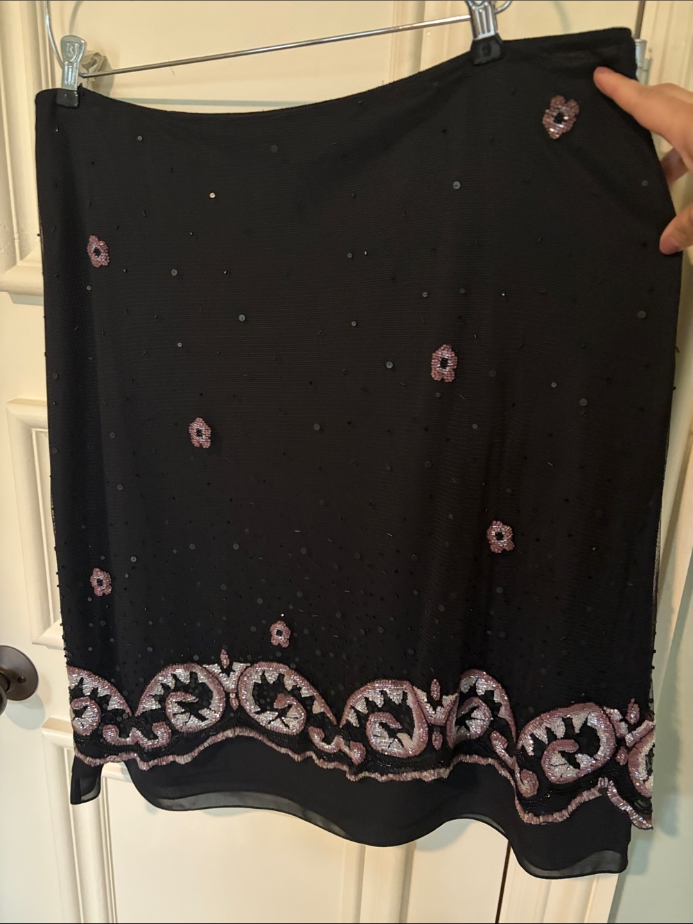 Dana Buchman Black Beaded Embellished A-Line Skirt